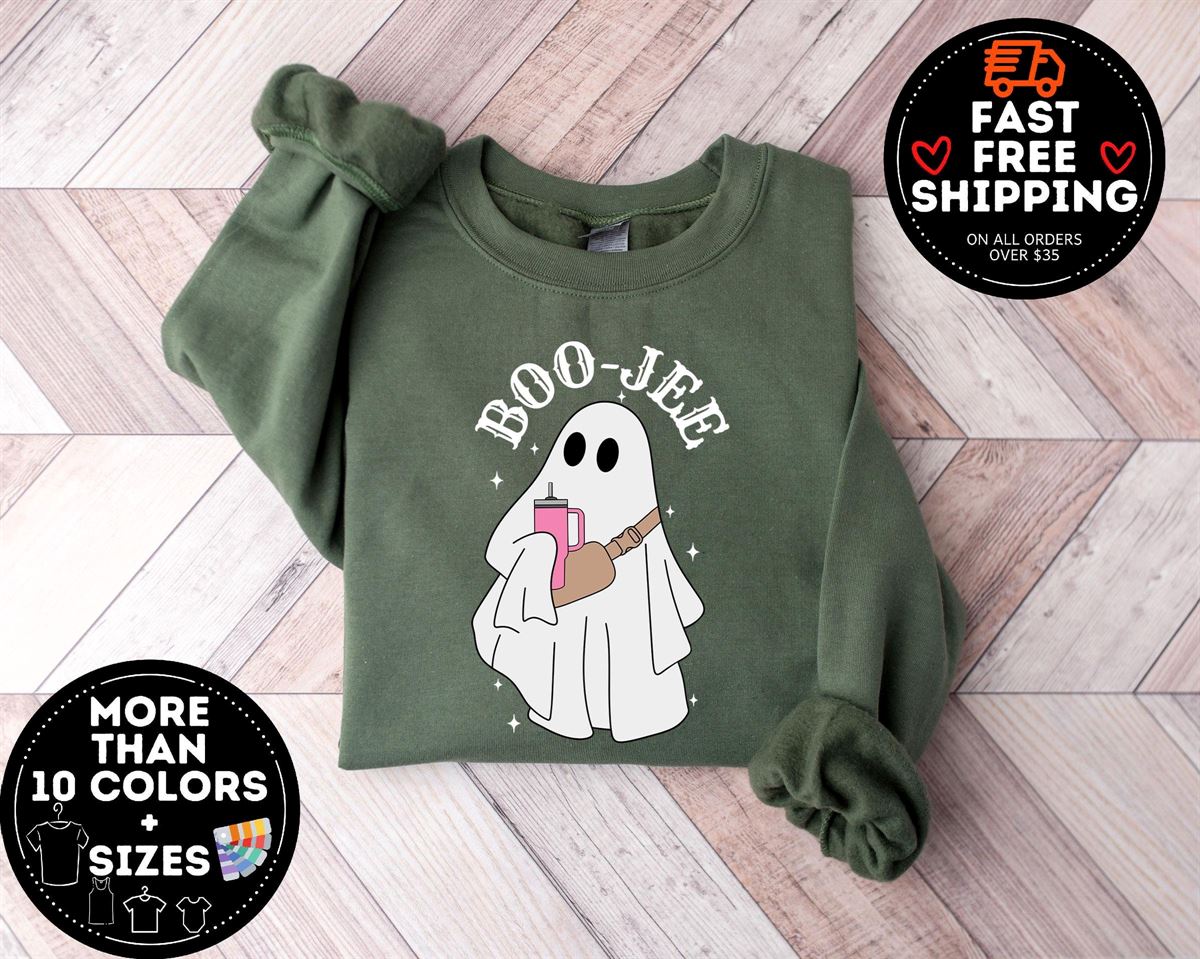 Boo Jee Ghost Sweatshirt Halloween Ghost Sweatshirt Halloween Womens Shirt Cute Fall Shirt Spooky Ghost Crewneck Cute Little Ghost Tee Size Up To 5xl