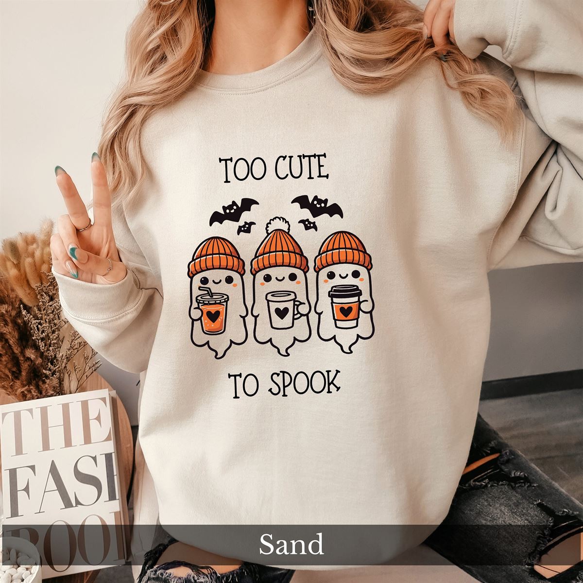 Cute Ghost Sweatshirt Halloween Trick Or Treat Witching Hour Happy Halloween Sweater Women Halloween Gift Sweatshirt Autumn Ghost Size Up To 5xl