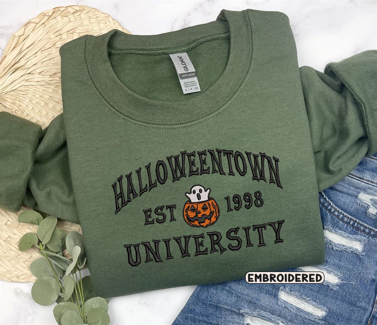 Embroidered Halloweentown Sweatshirt Embroidered Fall Sweatshirt Halloween Embroidered Sweatshirt Spooky Season Halloweentown University Full Size Up To 5xl