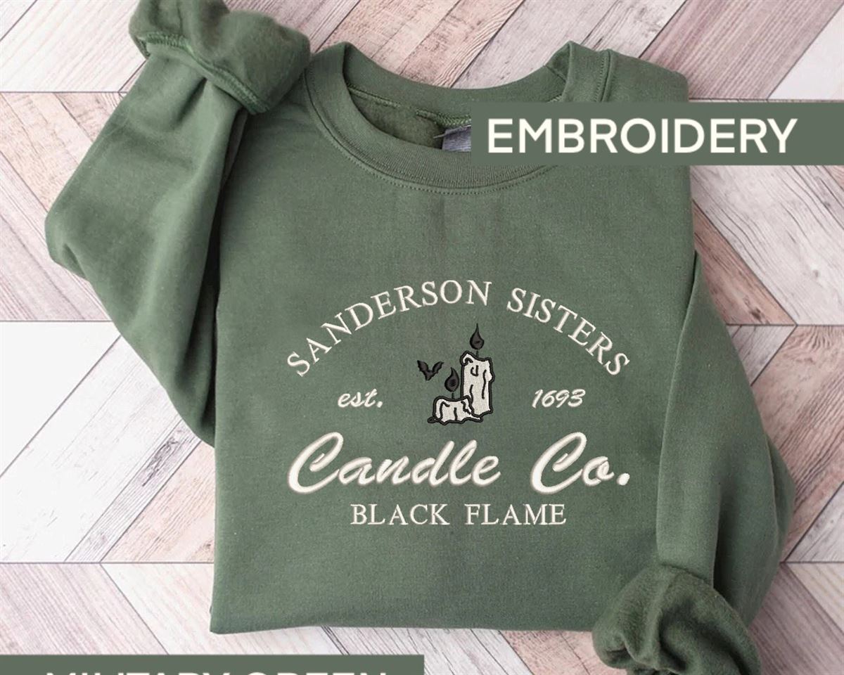 Embroidered Sanderson Sisters Sweatshirt Vintage Halloween Hoodie Halloween Black Falem Sweater Embroidery Spooky Season Crewneck Size Up To 5xl