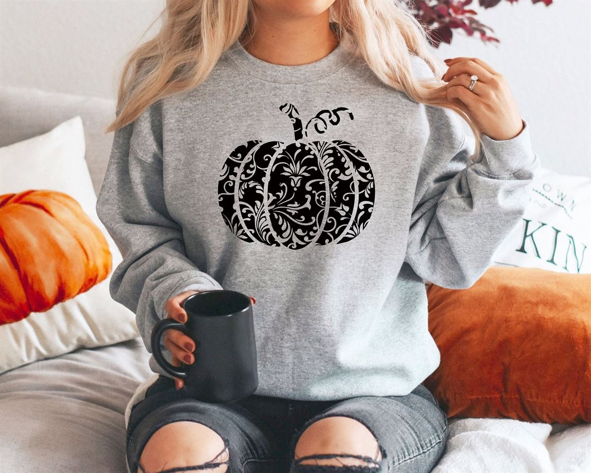 Floral Pumpkin Halloween Sweatshirt Halloween Costume Gift For Friends Halloween Pumpkin Witch Skull Scarecrow Full Size Up To 5xl