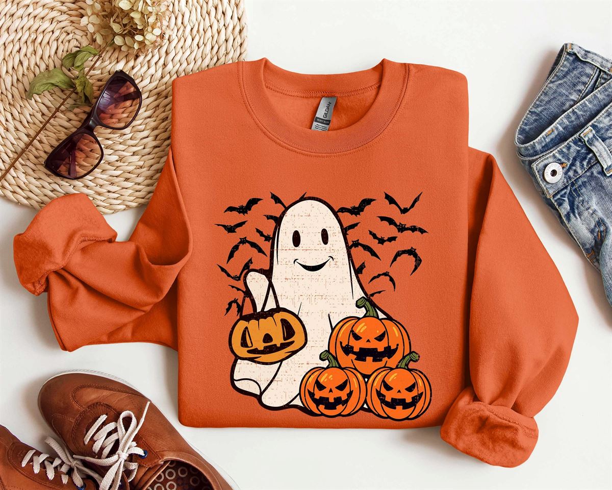 Ghost Halloween Sweatshirt Womens Halloween Shirt Halloween Party Shirt Fall Sweatshirt Halloween Gift Halloween Costume -trungten- Oua5m Plus Size Up To 5xl