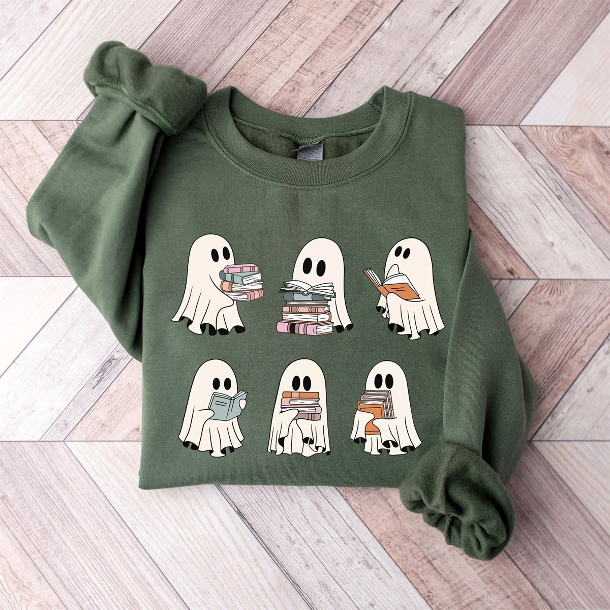 Ghost Reading Books Sweater Bookish Halloween Sweatshirt Halloween Teacher Gift Librarian Halloween Hoodie Ghost Crewneck Plus Size Up To 5xl