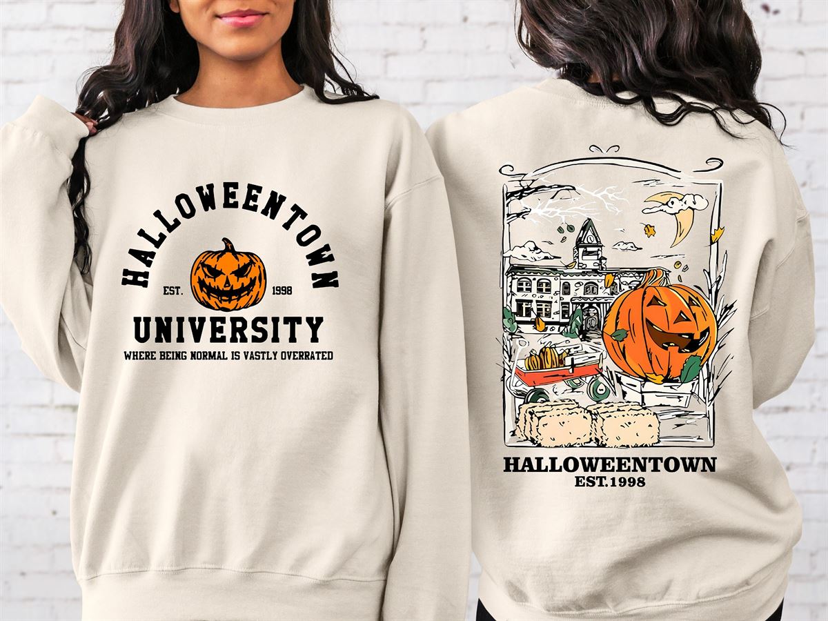 Halloweentown Est 1998 Back And Front Sweatshirt Retro Halloween Town Crewneck Sweater Halloweentown University Halloween Fall Sweatshirt Plus Size Up To 5xl