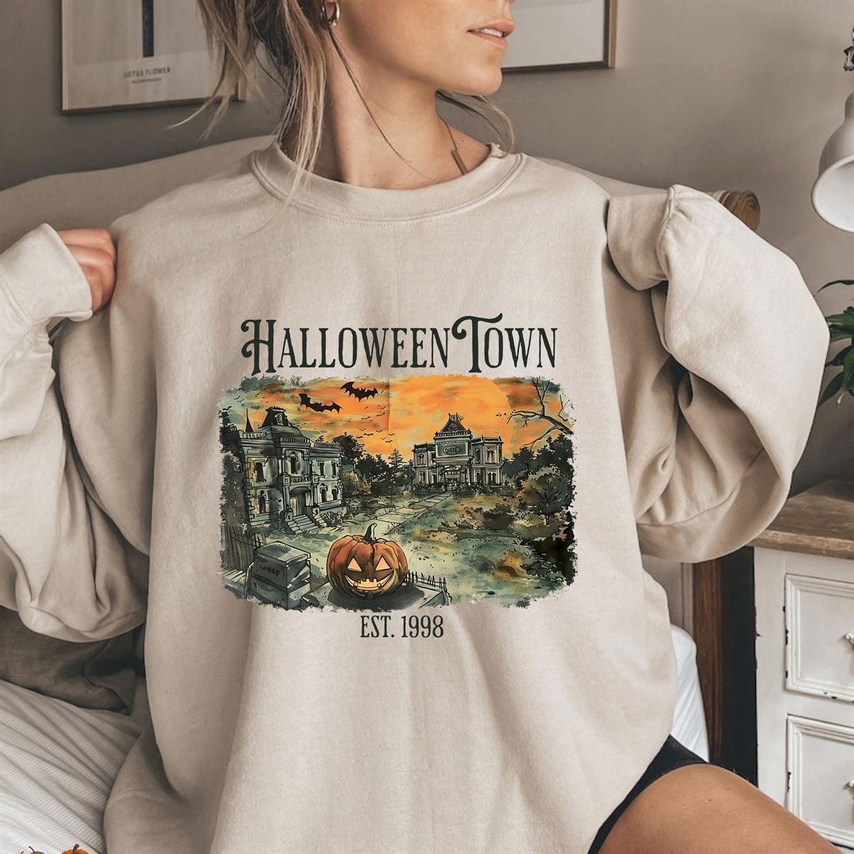 Halloweentown Sweatshirt Fall Sweatshirt Pumpkin Shirt Halloween Crewneck Spooky Season Vintage Halloween Hoodie Plus Size Up To 5xl