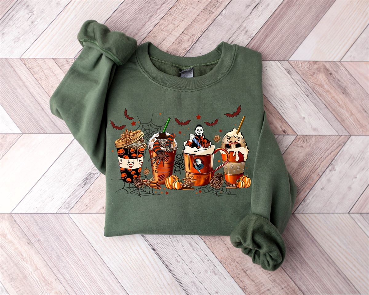 Skeleton Coffee Cups Sweatshirt Coffee Cups Sweatshirt Skull Coffee Cup Sweatshirt Skeleton Halloween Sweatshirt Coffee Lover Sweatshirt Plus Size Up To 5xl