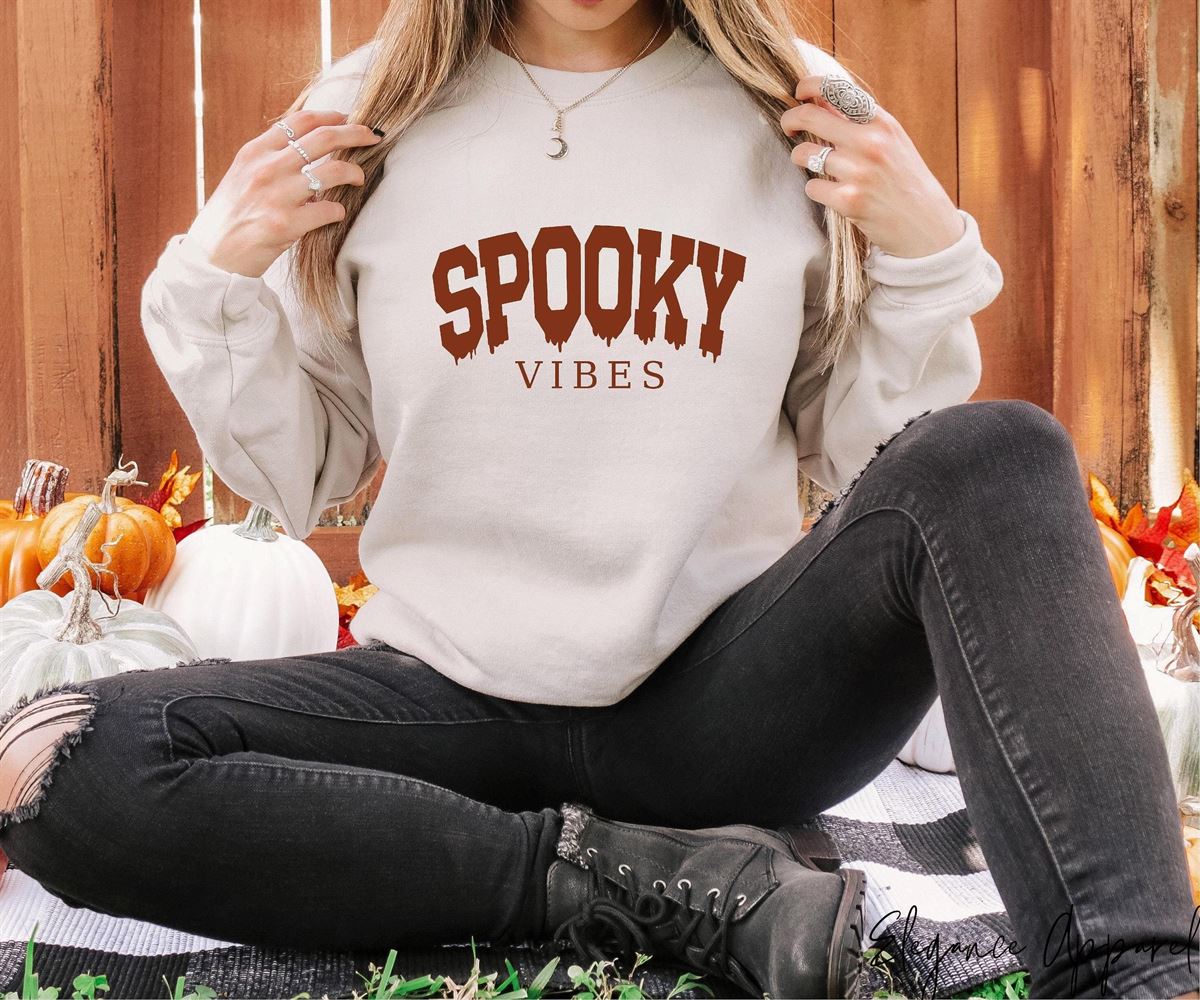 Spooky Vibes Sweatshirt Retro Halloween Shirt Halloween Gift Holiday Sweatshirt Halloween Costume Fall Sweater Spooky Season Tee Full Size Up To 5xl