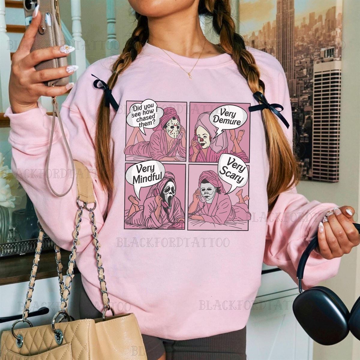 Very Demure Funny Halloween Sweatshirt Horror Movie Gifts Pink Halloween Spooky Season Trending Fall Clothing Monster Shirt Boo Sheet Scream -trungten- 1qm3z Plus Size Up To 5xl