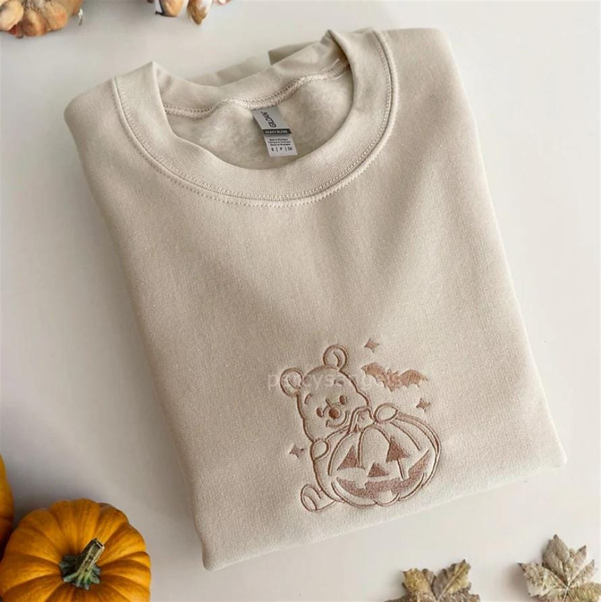 Winnie-the-pooh Pumpkin Embroidered Sweatshirtcrewneck Spooky Season Bats Crewneck Gift For Bestie Halloweentown Full Size Up To 5xl