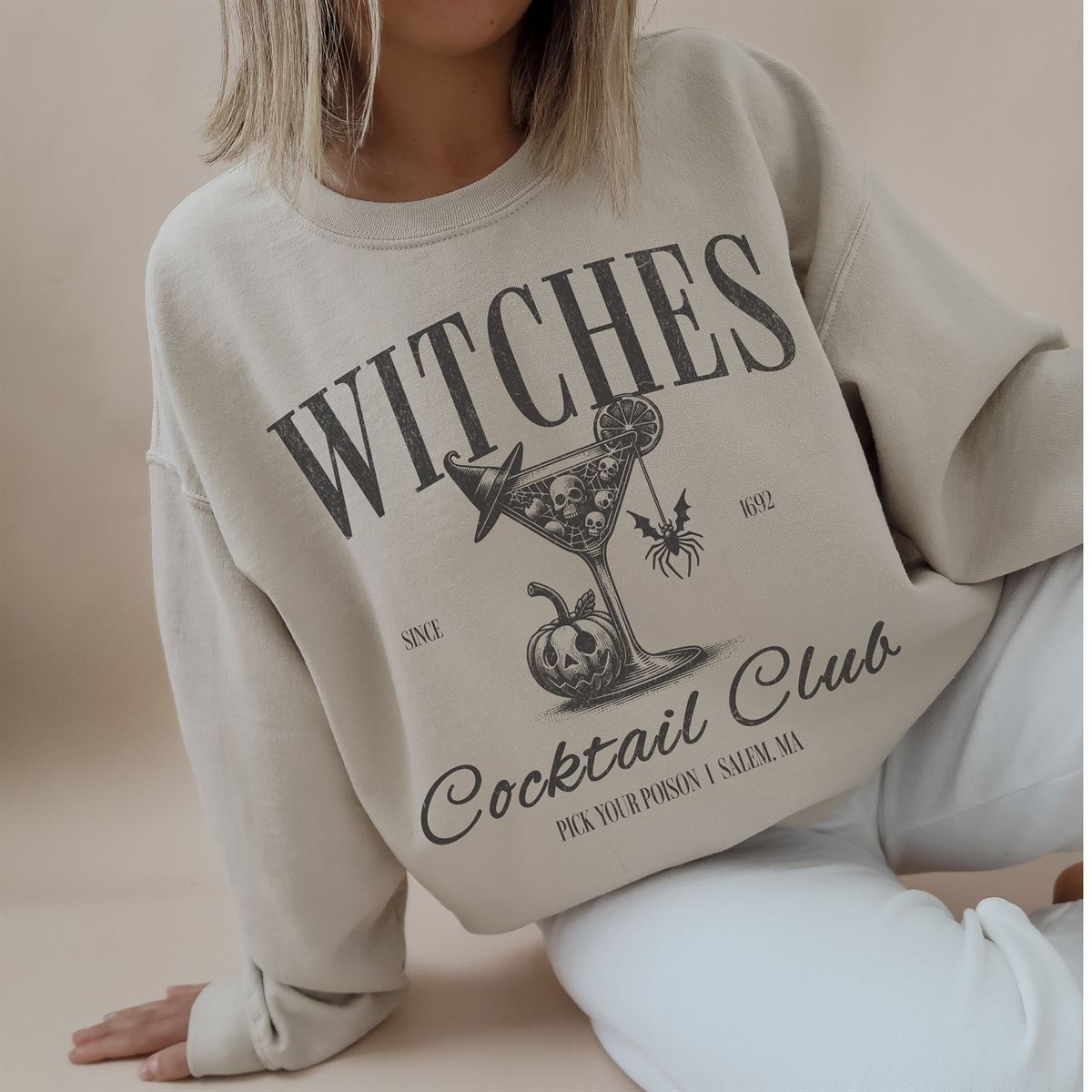 Witches Cocktail Club Sweatshirt Apothecary Jars Witch Crewneck Salem Witch Trial Espresso Martini Sweatshirt Girly Halloween Crew Neck -trungten- 6a67o Plus Size Up To 5xl